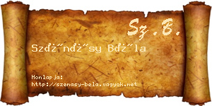 Szénásy Béla névjegykártya