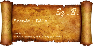 Szénásy Béla névjegykártya